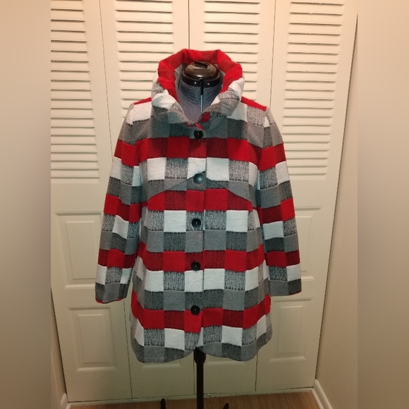 Trisha Tyler Checkered Button Up Jacket Women's Size L - Picture 1 of 8